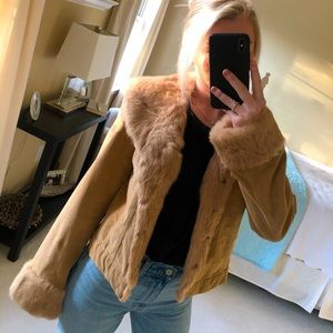 Corduroy jacket lined with real rabbit fur